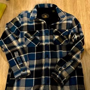 Freedom Foundry Jacket Blue Plaid Flannel Sherpa Lined  Shirt Work. Size large
